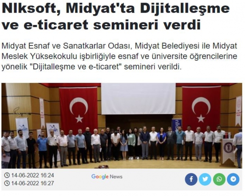 Nlksoft, Midyat ta Dijitalleşme ve E-Ticaret Semineri Verdi Başlığıyla Mardin Söz Gazetesinde Yer Aldık