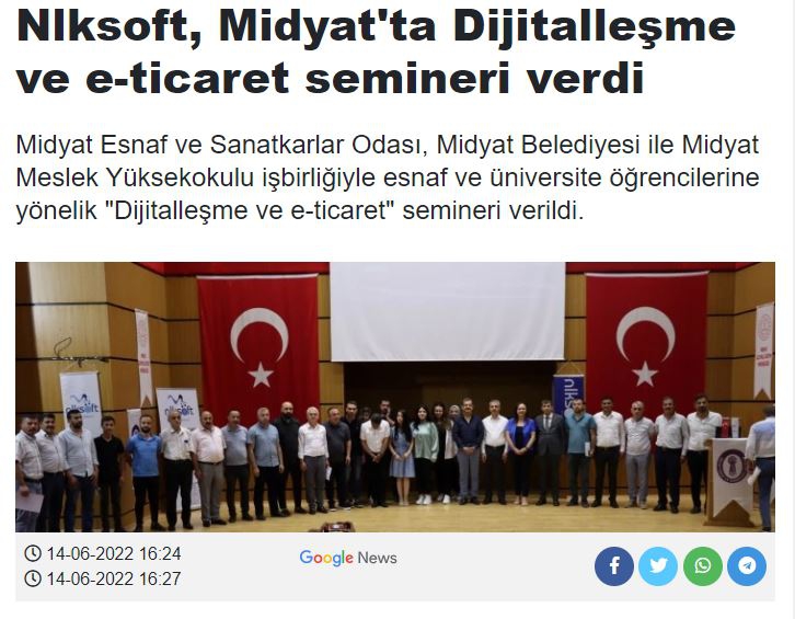 Nlksoft, Midyat ta Dijitalleşme ve E-Ticaret Semineri Verdi Başlığıyla  Mardin Söz Gazetesinde Yer Aldık