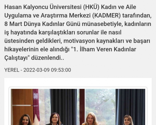 İlham Veren Kadınlar Çalıştayı İle Diyarbakır Olay Güneş Gazetesi nde Yer Aldık