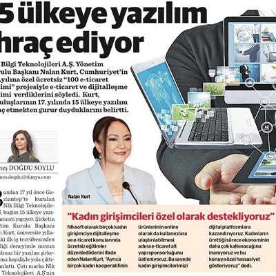 Nlksoft Olarak Dünya Gazetesinde Cumhuriyet in 100.yılına Özel 100 Eğitim Başlığıyla Yer Aldık.