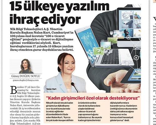 Nlksoft Olarak Dünya Gazetesinde Cumhuriyet in 100.yılına Özel 100 Eğitim Başlığıyla Yer Aldık.