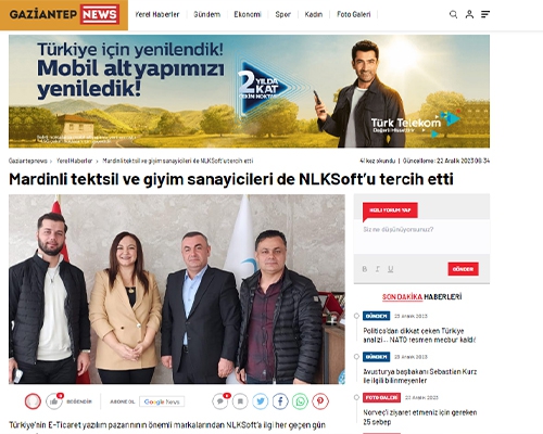 Mardinli Tekstil ve Giyim Sanayicileri De NLKSoft’u Tercih Etti Başlığıyla Gaziantepnews Gazetesinde Yer Aldık