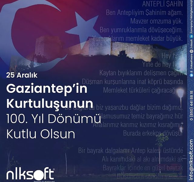 Gaziantep in Kurtuluşunun 100. Yıl Dönümü Kutlu Olsun!
